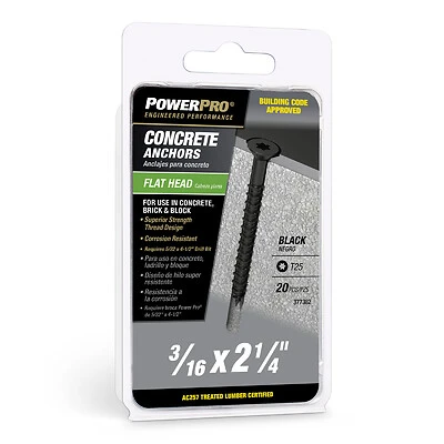 Extra‑Length Black Concrete Screw 3/16 × 2‑¼ in – XL‑FL PPBK