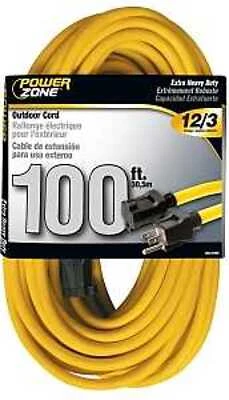 100 Ft Outdoor Extension Cord, 12 Awg, 13 A, 125 V, Yellow