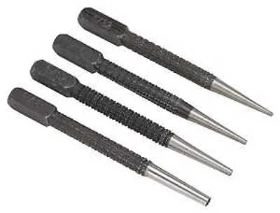 Vulcan JLO-048 Nail Punch Set, 4-Piece, Alloy Steel, Blackened, Black