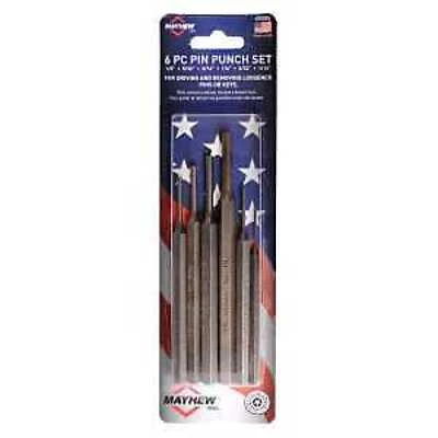 Mayhew 6‑Piece Precision Steel Pin Punch Set – American‑Made Alloy Tools