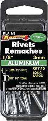 Arrow RLA1/8 Pop Rivet, Long, 1/2 in Grip, 1/2 in L, Aluminum, 15/PK