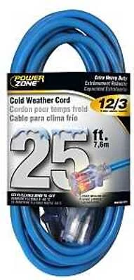 Powerzone 25-Ft 12/3 Cold Weather Extension Cord, Blue