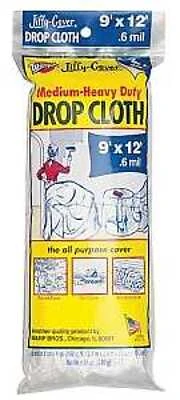 Warp's U-912-48 Drop Cloth, 12 ft L, 9 ft W, 0.6 mil Thick, Plastic, Clear