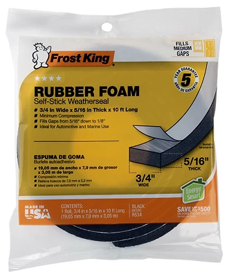 Rubber Foam Tape 3/4W 10' R534H