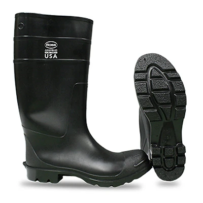 Waterproof Knee Boots, Non Slip Soles, Black PVC, 16-In., Size 11