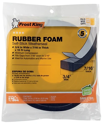 Rubber Foam Tape 3/4"W 10' R734H
