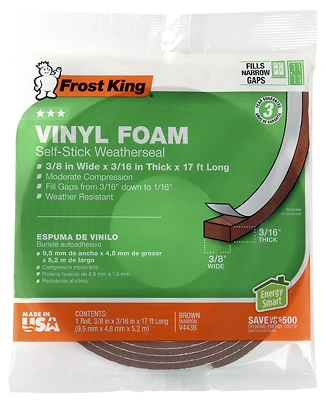Vinyl Foam Tape 3/8W 17' V443BH