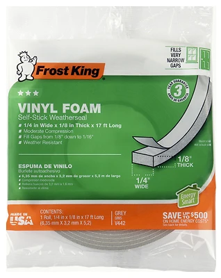 Vinyl Foam Tape 1/4W 17' V442H