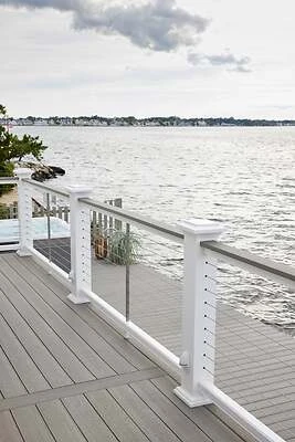 TimberTech Advanced PVC Vintage Collection (Coastline) Railing Classic Composite Series, Drink Rail, Horizontal Cable (White)