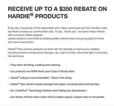 James Hardie Honors | Product Rebate Program