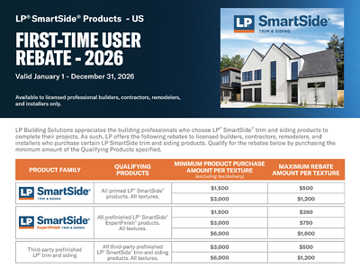 LP SmartSide First-Time User Rebate