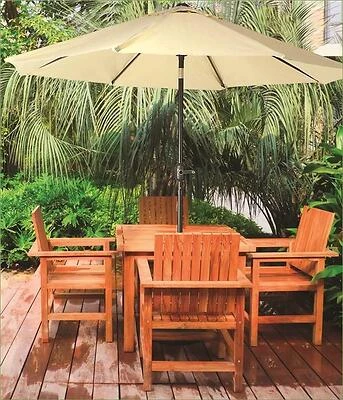 Taupe Round Steel-Frame Patio Umbrella – 93" Height, 108" Diameter