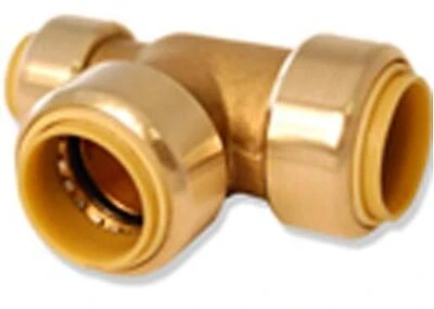Reducing Tee - 0.75 X 0.5 X 0.5 Inches, Brass Push Fitting
