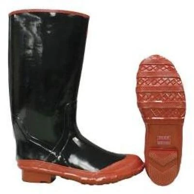 Waterproof Boots, Non Slip Soles, Black Rubber, 15-In., Size 6