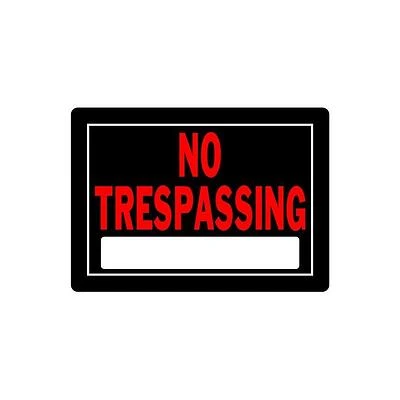 No Trespassing Sign, Black & Red, 10 x 14 In.