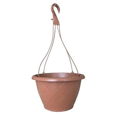 12-inch Light Terra Cotta Weave Hanging Basket With Saucer - Model Hh1224lt