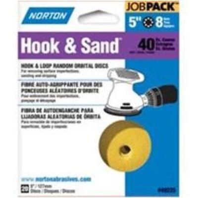 Norton 49225 Sanding Disc, 5 In., 8 Hole, P40 Grit, Aluminum Oxide