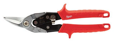 Milwaukee 10‑Inch Left‑Cut Aviation Snip – Ergonomic Red Handle, Steel Blade, Straight Cut