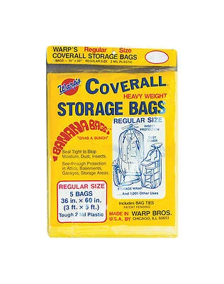 Warp Banana Bags CB-36 Heavy‑Duty Yellow Plastic Storage Bag – 36×60 in, 2 mil