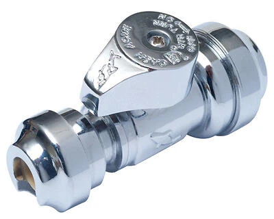 SharkBite Straight Stop Valve – 1/2" x 1/4" Compression, Brass Body, 200 psi