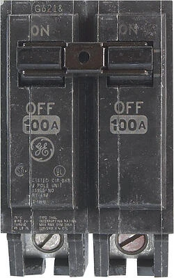 GE THQL21100P 100‑Amp Double‑Pole Circuit Breaker – 120/240 V Plug‑in, Tin‑Plated