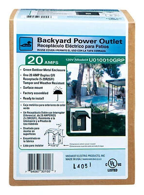 GE U010010GRP Outdoor Power Outlet, 120V 20A, NEMA 3R, Green