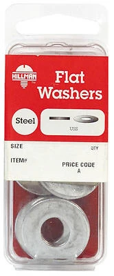 HILLMAN 3/16" Zinc‑Plated Steel USS Flat Washers – 30‑Piece Pack