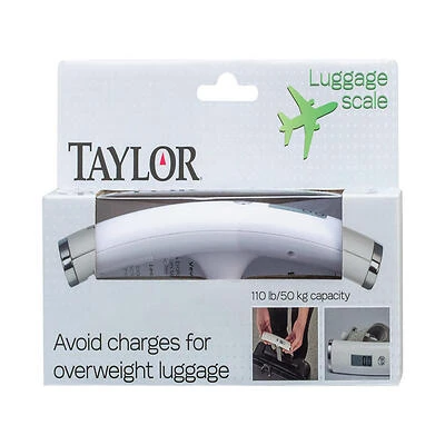 Taylor 81234 Digital Luggage Scale – 40 kg (88 lb) Capacity, White, Easy‑Read LCD