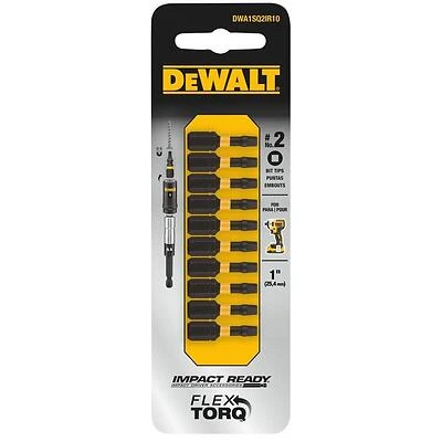 DEWALT FlexTorq 1‑in #2 Impact Screwdriver Bit – Square & Hex Shank, Steel