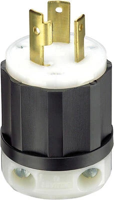 Leviton TurnLok L5-30P Plug, 2-Pole 3-Wire, 30A 125V, Black/White