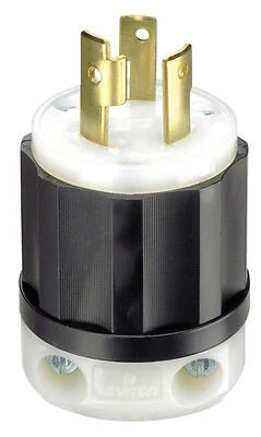 Leviton 021-02621-0PB NEMA L6-30P Locking Plug, 30A 250V, Black/White