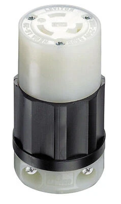 Leviton Nylon Industrial Locking NEMA L6‑20R Grounding Receptacle – 2‑Pole, 16‑10 AWG, 250 V, UL/CSA Certified