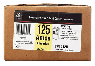 GE PowerMark Gold 125A TPL Series 8‑Circuit Load Center – 4‑Space, NEMA 3R Enclosure, Main Lug