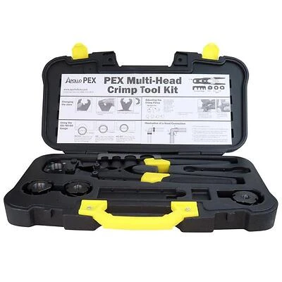 Apollo Multi‑Head PEX Crimping Kit – 3/8" to 1" Rings with Carry Case