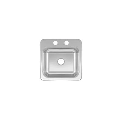 Satin Stainless Steel 15" x 15" Rectangle Bar Sink Bowl – Single Bowl