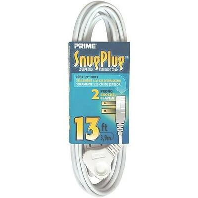 Prime SnugPlug EC920613 Extension Cord, 13 ft, 16/2 AWG