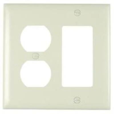 Tp826lacc12 2 Gang Nylon Wall Plate With Decorator & Duplex Openings, Light Almond