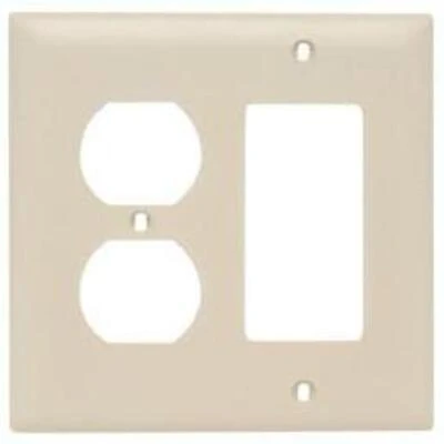 Tp826icc12 Nylon Wall Plate, 2 Gang, Ivory With Duplex And Decorator Openings