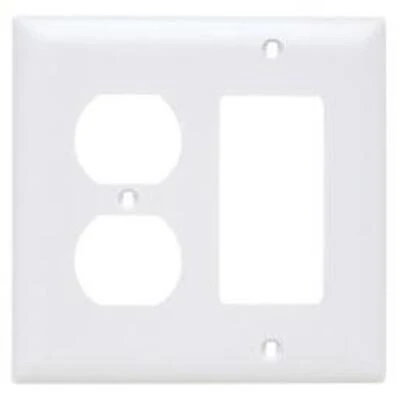 Tp826wcc12 2 Gang Wall Plate, White Nylon With Duplex And Decorator Opening