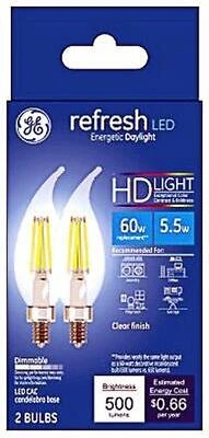 234669 6.5W General Electric CAC LED Bulb, Clear - 500 lumens & Pack of 2