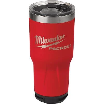 Milwaukee PACKOUT 30‑oz Red Insulated Travel Tumbler – Lock‑On Modular Design