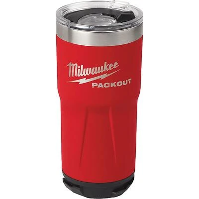 Milwaukee PACKOUT 20 Oz Red Insulated Tumbler, Magnetic Lid