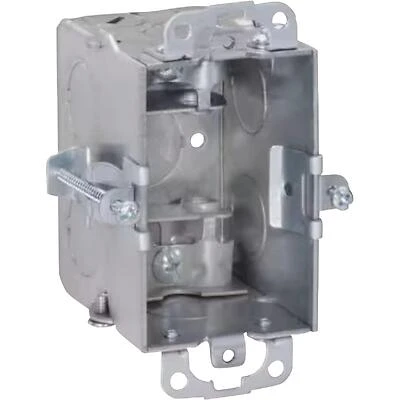 Southwire 1‑Gang Galvanized Steel Switch Box with 11 Knockouts – ½‑in Openings, Silver Finish