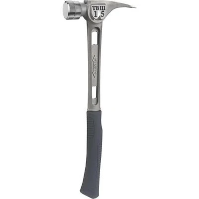 Titanium Stiletto TIBONE 15‑oz Smooth Curved‑Handle Hammer – Lightweight, Magnetic Nail Starter, Replaceable Face