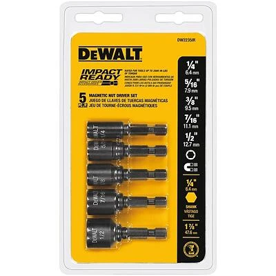 DEWALT Elite Series 5‑Piece Nut Driver Set – 1/4‑in Hex, Black Oxide