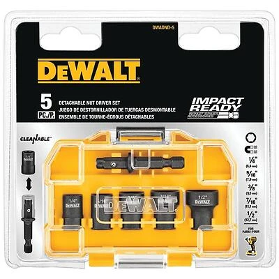 DEWALT 5‑Piece Steel Nut Driver Set – Black (DWADND‑5)