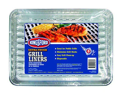 Kingsford 16‑in Aluminum Grill Liner – Pack of 4, Silver