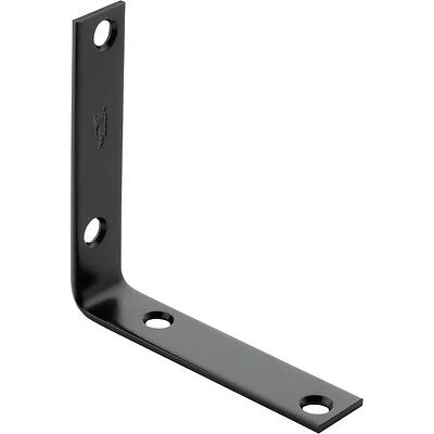 National Hardware Black Powder‑Coated Steel Corner Brace – 3.5 in L × 0.75 in