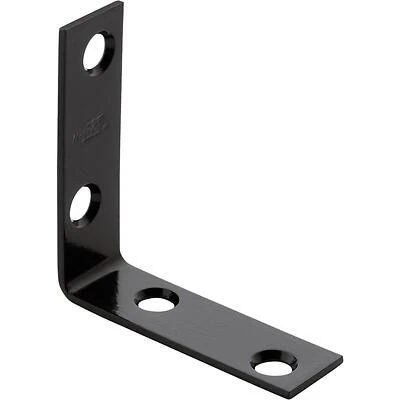 National Hardware 2‑Inch Steel Corner Brace – Powder‑Coated Black