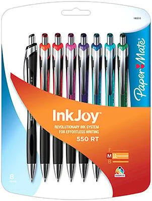 "Paper Mate InkJoy 550 Retractable Ballpoint Pen Set, Medium Point, Assorted, 8/pk (1803510)"